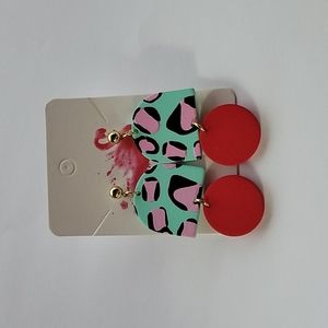 Reborn Creations Earrings Blue and Pink Cheetah Print